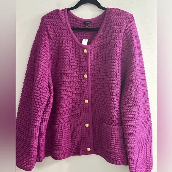 Talbots Fuchsia Knit Cardigan Jacket - Picture 4 of 6
